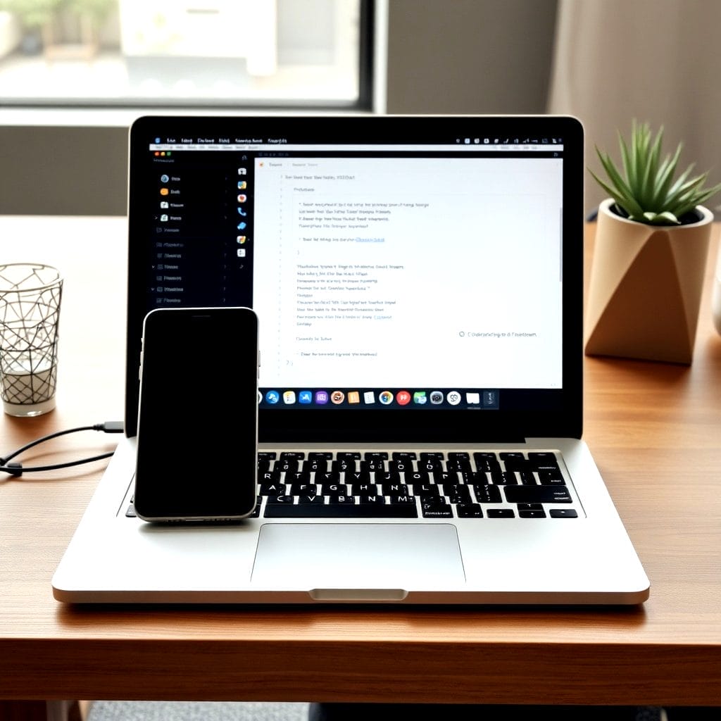 Laptop mit iPhone
